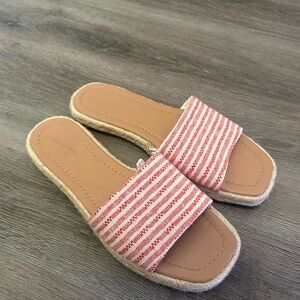 Striped Red Slide Sandals